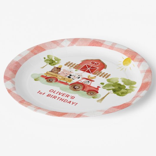 Rotschlepper Pappteller (Schrägansicht)