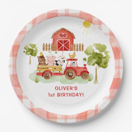 Rotschlepper Pappteller (Vorderseite)