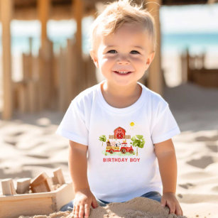 Rotschlepper und Nutztiere Geburtstagsjunge Baby T-shirt