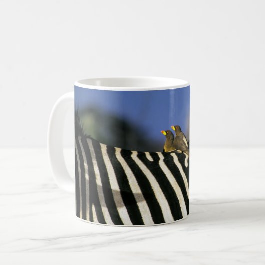Rotschnabelspecht auf einem Zebra-Rücken - Simbabw Kaffeetasse (Vorderseite Links)