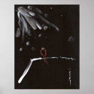 Rotschneebird-Kontemplation-Frühjahr Poster