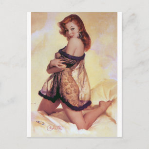Rotschopf-Bombe Pin Up Postkarte