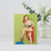 Rotschopf Pin Up Postkarte (Stehend Vorderseite)