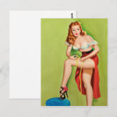 Rotschopf Pin Up Postkarte (Vorne/Hinten)