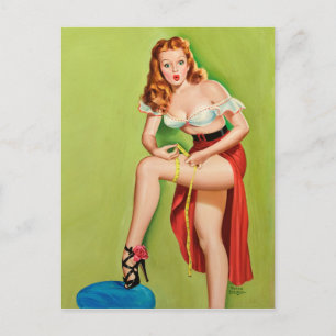 Rotschopf Pin Up Postkarte