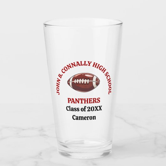 Rotschul-Fußballspieler personalisiert Glas (Vorderseite)