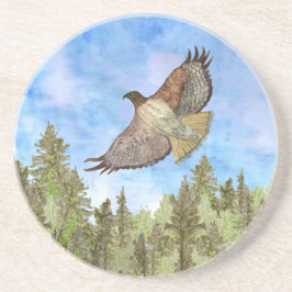 Rotschwanz-Hawk-Bird-Sandstone-Untersetzer Getränkeuntersetzer