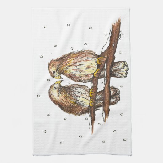 Rotschwanz-Hawk Bird Weihnachtsfest Winter Küchentuch (Vertikal)