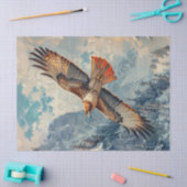 Rotschwanzfalken, die über Gebirge fliegen, werden Seidenpapier (Basteln)