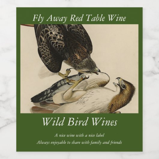 Rotschwanzfalken von Audubons Vögeln in Amerika Weinetikett (Einzelnes Label)