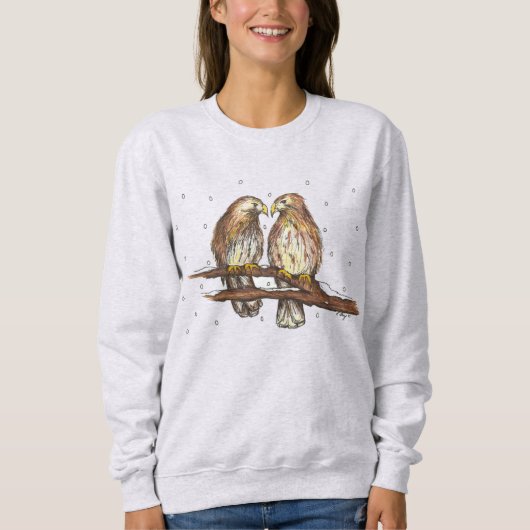 Rotschwanzhawk Vögel Schnee Weihnachten Sweatshirt (Vorderseite)