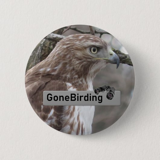 Rotschwanzmagnet bei der Hawk-Vogelbeobachtung Button (Vorderseite)