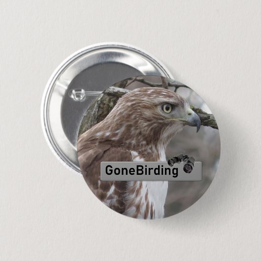 Rotschwanzmagnet bei der Hawk-Vogelbeobachtung Button (Vorne & Hinten)