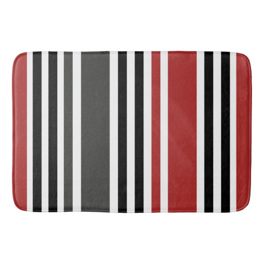 Rotschwarz Graues Muster für vertikale Streifen Badematte (Vorderseite)