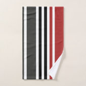 Rotschwarz Graues Muster für vertikale Streifen Badhandtuch Set (Handtuch)
