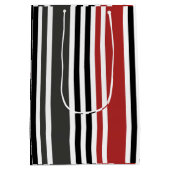 Rotschwarz Graues Muster für vertikale Streifen Mittlere Geschenktüte (Rückseite)