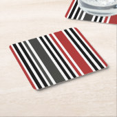 Rotschwarz Graues Muster für vertikale Streifen Rechteckiger Pappuntersetzer (angewinkelt)
