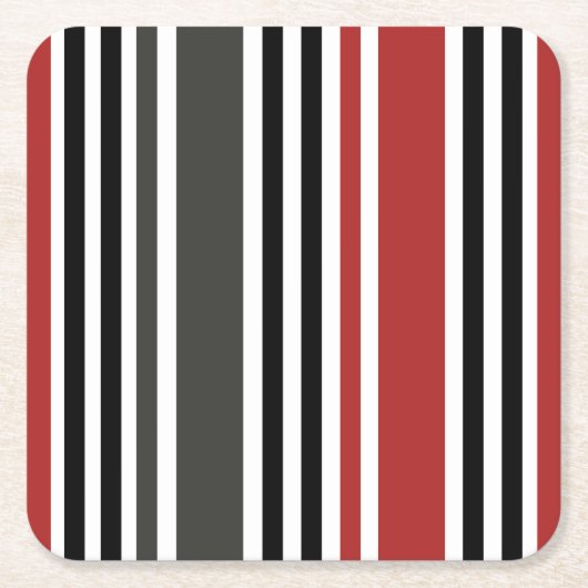 Rotschwarz Graues Muster für vertikale Streifen Rechteckiger Pappuntersetzer (Vorderseite)