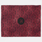 Rotschwarzer Damast mit Monogramm Fleecedecke (Vorderseite (Horizontal))