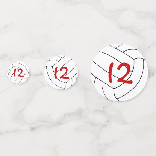 Rotschwarzer Volleyball Geburtstagsparty Konfetti (Rückseiten)