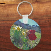 Rotschwingfee und Narzissen Schlüsselanhänger (Vorderseite)