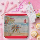 Rotsegel-Papierplatte Pappteller (Party)