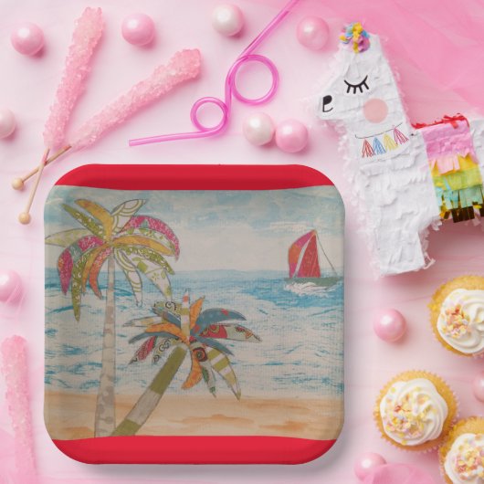 Rotsegel-Papierplatte Pappteller (Party)