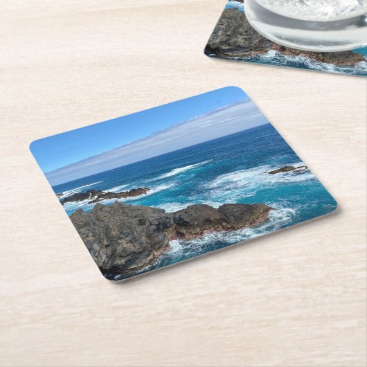 Rotsen in zee rechteckiger pappuntersetzer (angewinkelt)
