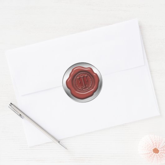 Rotsiegelwachs T Runder Aufkleber (Umschlag)