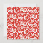 Rotskandinavisches Folkart-Muster mit Vögeln Weihn Einladung (Rückseite)