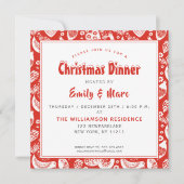 Rotskandinavisches Folkart-Muster mit Vögeln Weihn Einladung (Vorderseite)