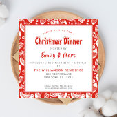 Rotskandinavisches Folkart-Muster mit Vögeln Weihn Einladung