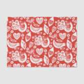 Rotskandinavisches Weihnachtsmuster mit Vögeln Seidenpapier (Vorderseite)