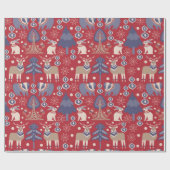 Rotskandinavisches Winterregenkaninchen Geschenkpapier (Flach)