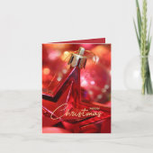 Rotsternschmuck Falten Weihnachtsfest Foto Karte (Vorderseite)