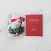 Rotsternschmuck Falten Weihnachtsfest Foto Karte (Innenseite)