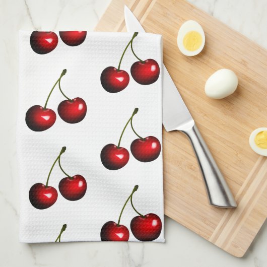 Rotsüße, frische Kirschen Geschirrtuch (Viertel Falte)