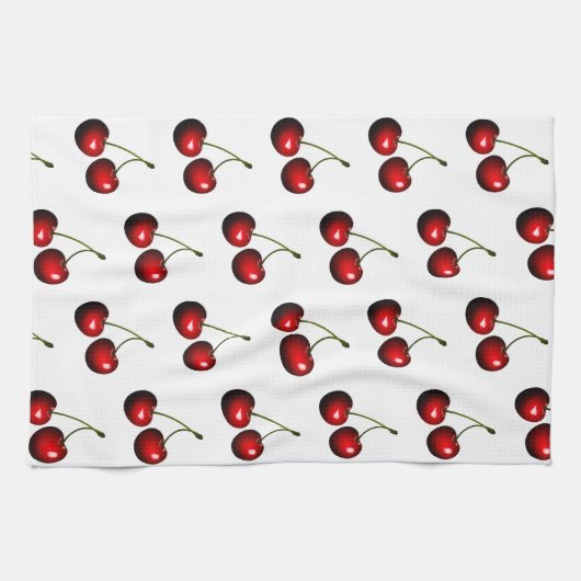 Rotsüße, frische Kirschen Geschirrtuch (Horizontal)
