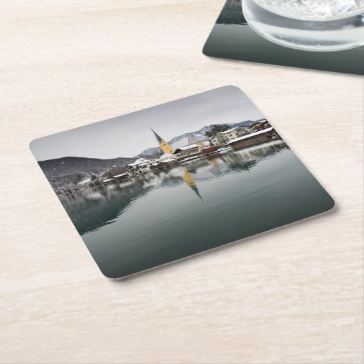 Rottach-Egern beim Tegernsee, Bayern im Winter Rechteckiger Pappuntersetzer (angewinkelt)