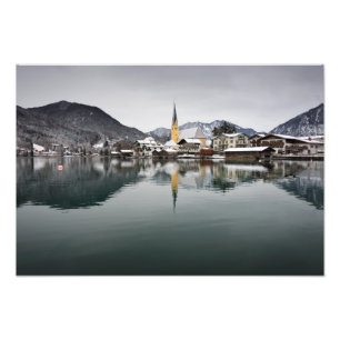 Rottach-Egern im Tegernsee, Bayern im Winter Fotodruck