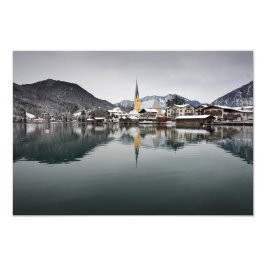 Rottach-Egern im Tegernsee, Bayern im Winter Fotodruck (Vorne)