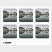 Rottach-Egern im Tegernsee, Bayern im Winter Quadratischer Aufkleber (Blatt)