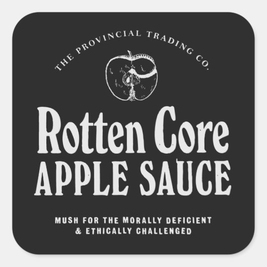 Rotten Core Apfelsauce - apothecare Etiketten Quadratischer Aufkleber (Vorderseite)