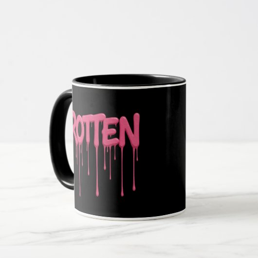 ROTTEN Drip-Schrift-Typografie Tasse (Vorderseite Links)