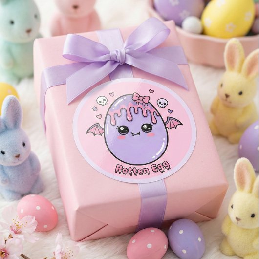 Rotten Egg Pastel Goth Easter Kawaii Pink Lavender Runder Aufkleber