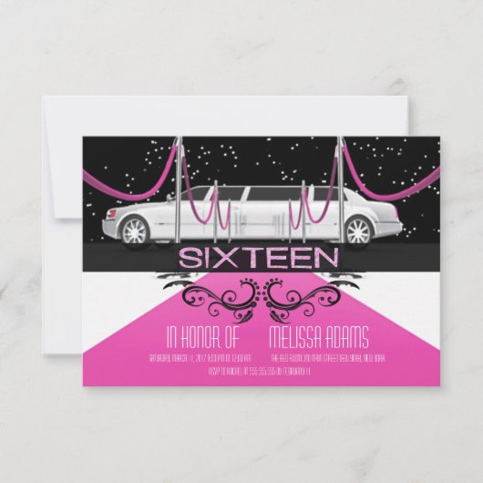 Rotteppich Süß 16 Party Einladungen (Vorderseite)