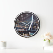 Rotterdam auf dem Nachtstadtbild Große Wanduhr (Zuhause)