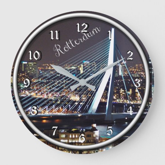 Rotterdam auf dem Nachtstadtbild Große Wanduhr (Vorderseite)