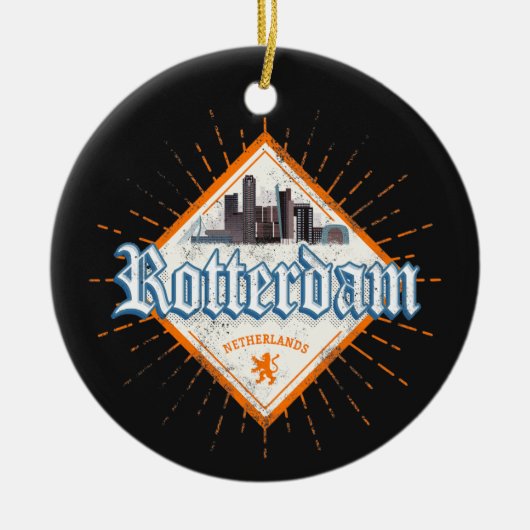 Rotterdam City Netherlands Skyline Vintag Keramik Ornament (Vorne)