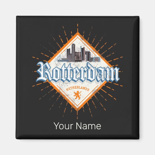 Rotterdam City Netherlands Skyline Vintag Magnet (Vorne)